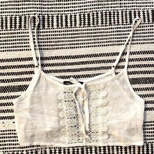 LF Stores Mieeion Ivory Lace Crop top XSmall NWT